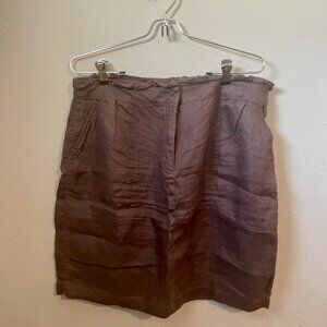 J. Crew linen Brown Paper Bag Waist Pencil Skirt 12